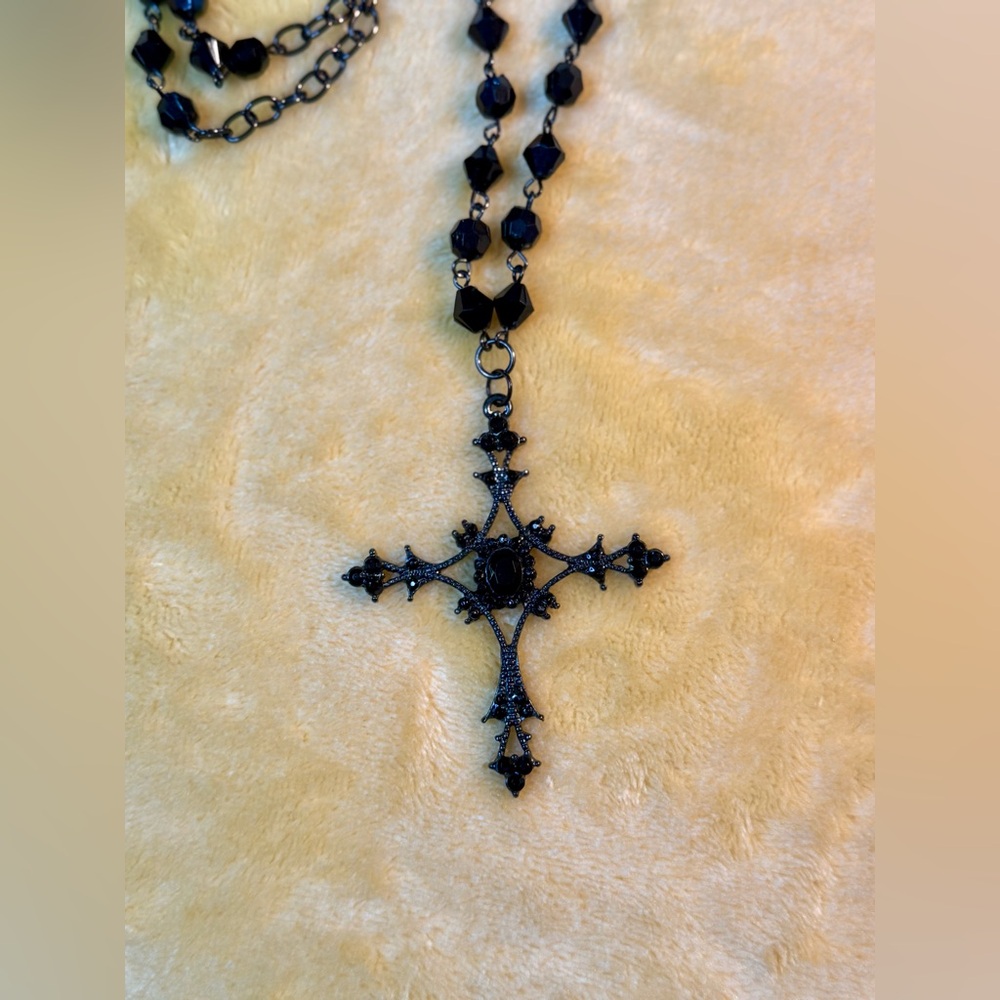 Victorian Era Gothic Cross Necklace - Picture 3 of 7